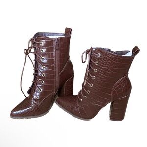 Nasty Gal Croc Style Faux Leather Boots